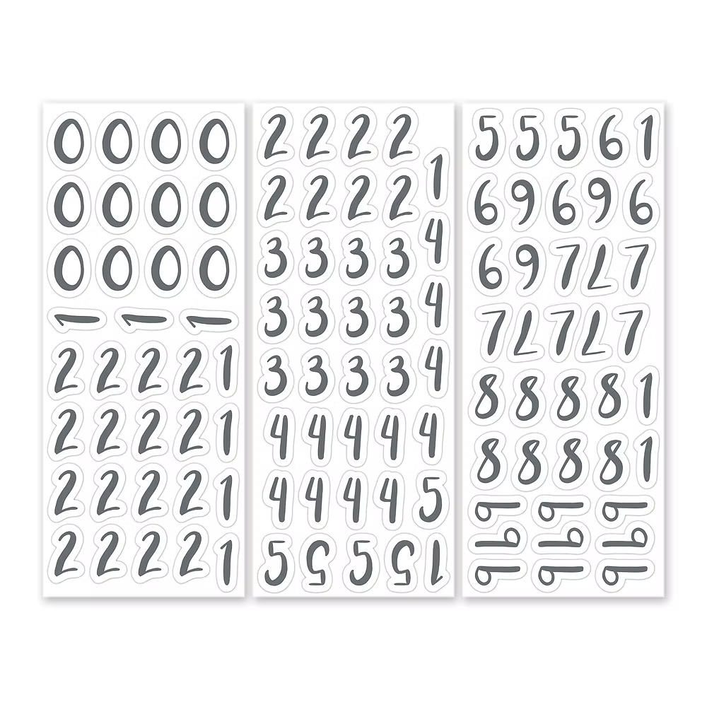 Gray Number Stickers
