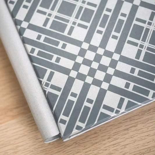 8x8 Elegant Plaid Album Cover - Silver Metallic