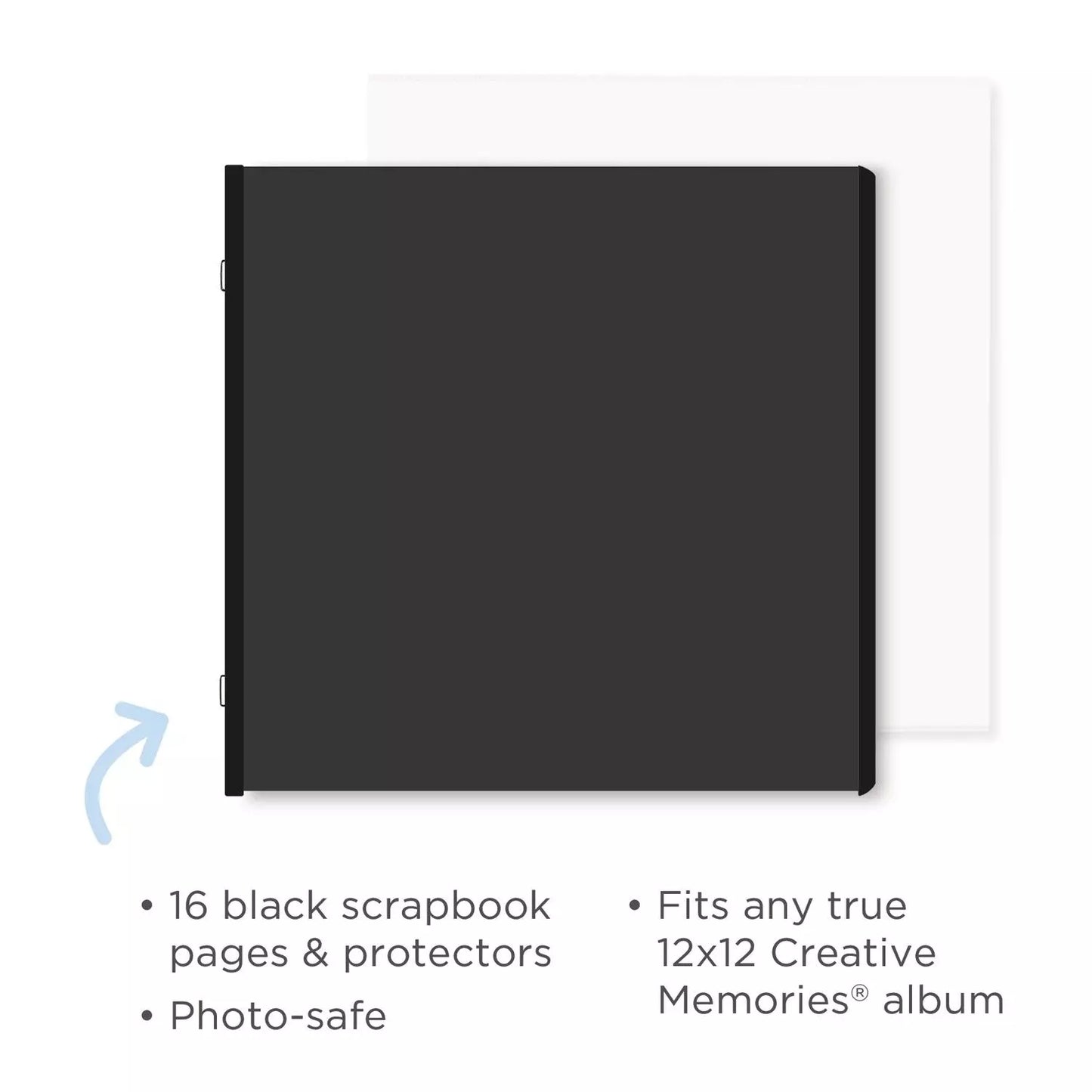 Black 12x12 Plain Pages and Protectors (16/pk)