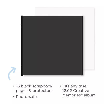 Black 12x12 Plain Pages and Protectors (16/pk)