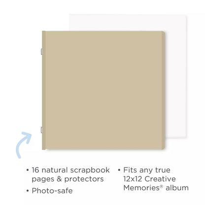 Natural 12x12 Plain Pages and Protectors (16/pk)
