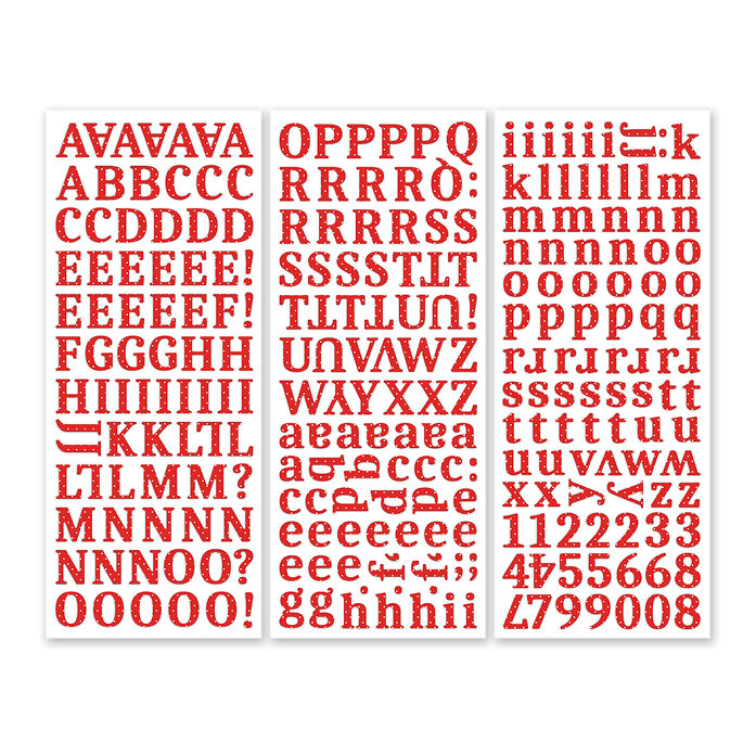 Red Polka Dot Serif ABC/123 Stickers (3/pk)