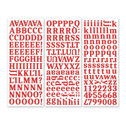 Red Polka Dot Serif ABC/123 Stickers (3/pk)