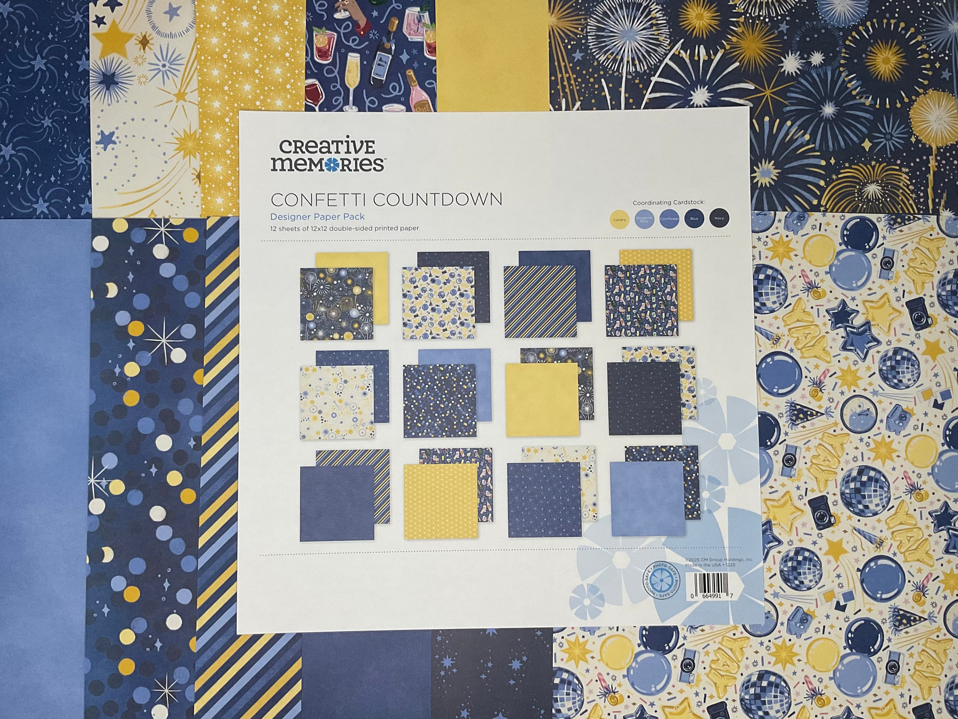 12 pack of CM double sided paper, confetti countdown print sample