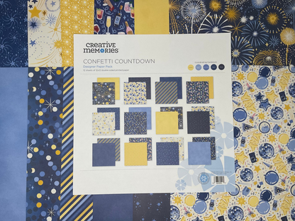 12 pack of CM double sided paper, confetti countdown print sample