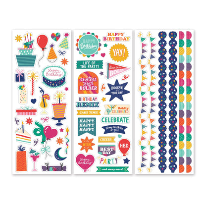 Birthday Bash Stickers (3/pk)