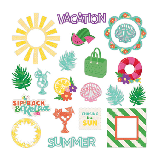 Chasing the Sun Embellishments - Mixed Laser & Die Cuts (20/pk)