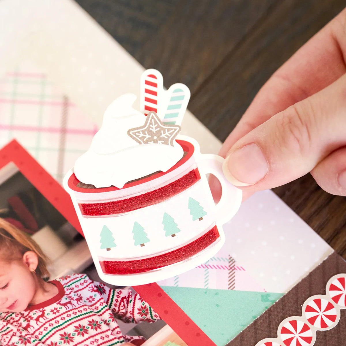 Cocoa Cheer Glitter Layered Mini Embellishments