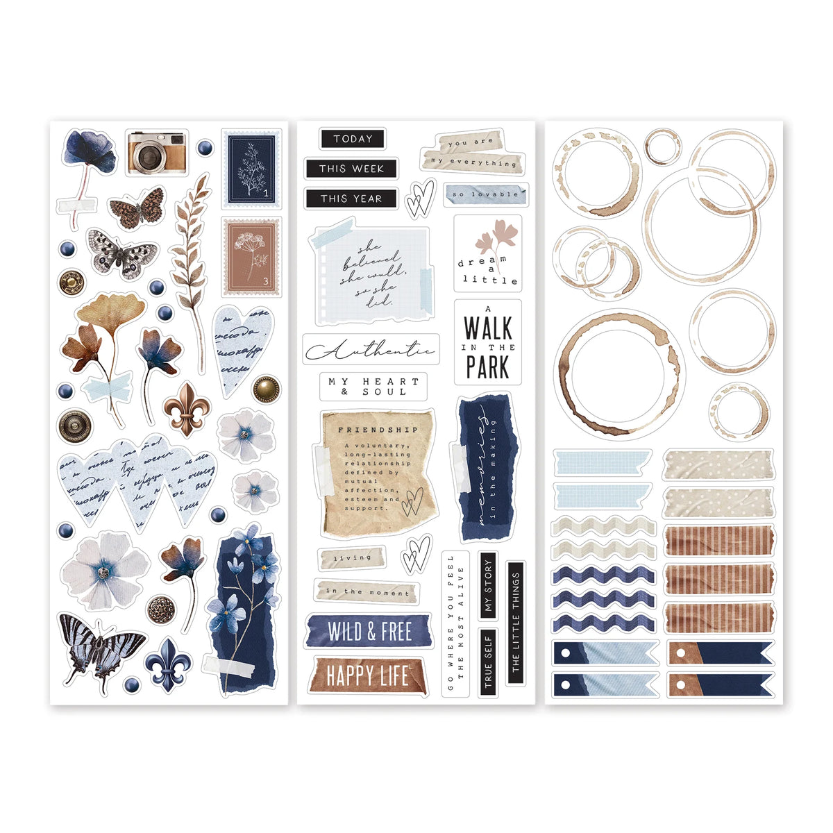 Weathered Indigo Clear Stickers (3/pk)