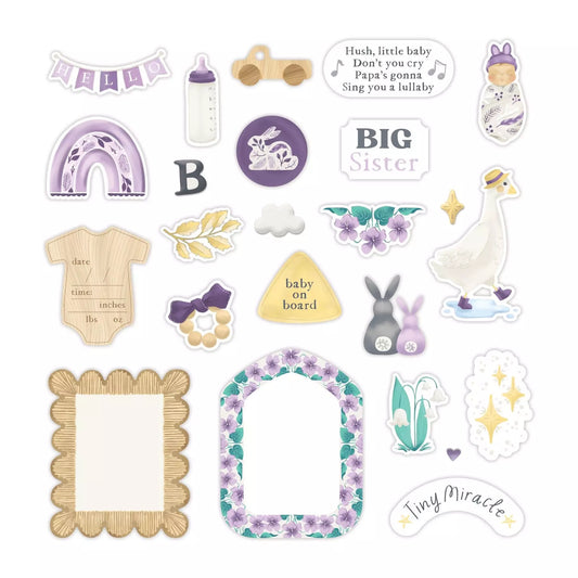 Welcome Baby Purple Embellishments