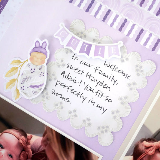Welcome Baby Purple Embellishments