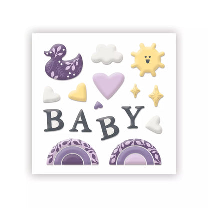 Welcome Baby Purple Embellishments