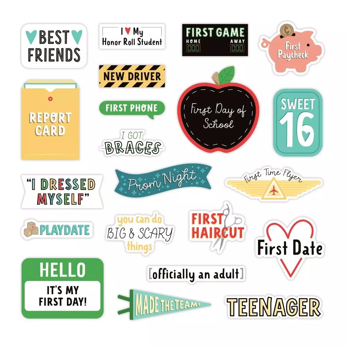 Growing Up Many Firsts Embellishments (40pk)