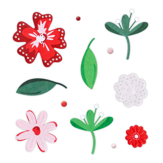 Red Floral Essential Embellishments