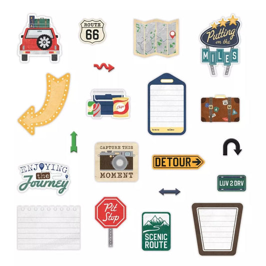 Hit the Road Embossed Embellishments (40/pk)