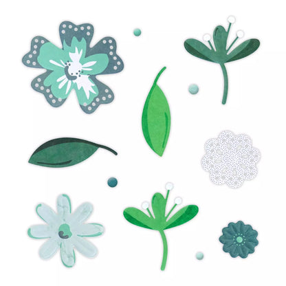 Teal Floral Essential Embellishments