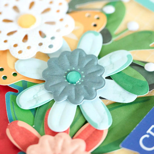 Teal Floral Essential Embellishments